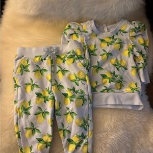 Janie and Jack Light Blue Lemon Print Set